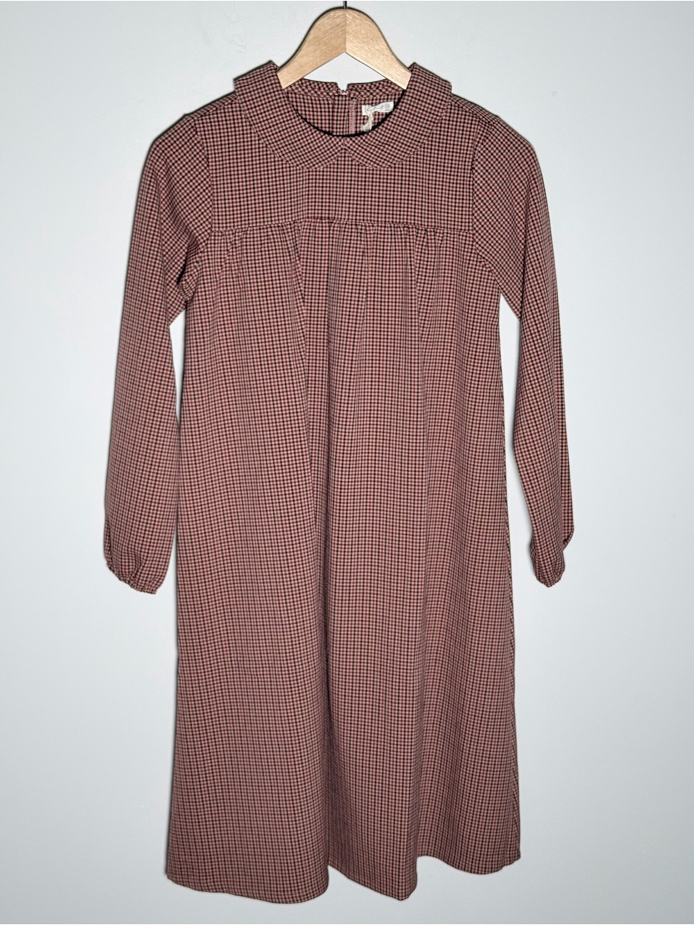 Chestnut Red and Black Gingham Long Sleeve Dress